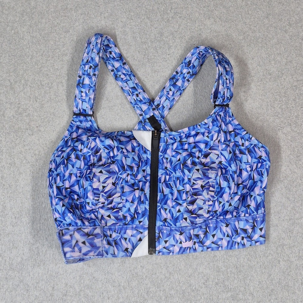 Shefit Women Sports Bra 2XL Blue 2luxe Front Closure 110002 Wireless Wide